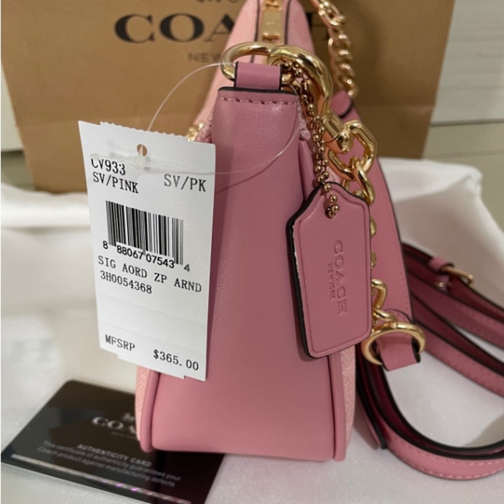 Coach Pink Signature Shoulder Bag with Gold Hardware CA933 - Picture 10 of 13